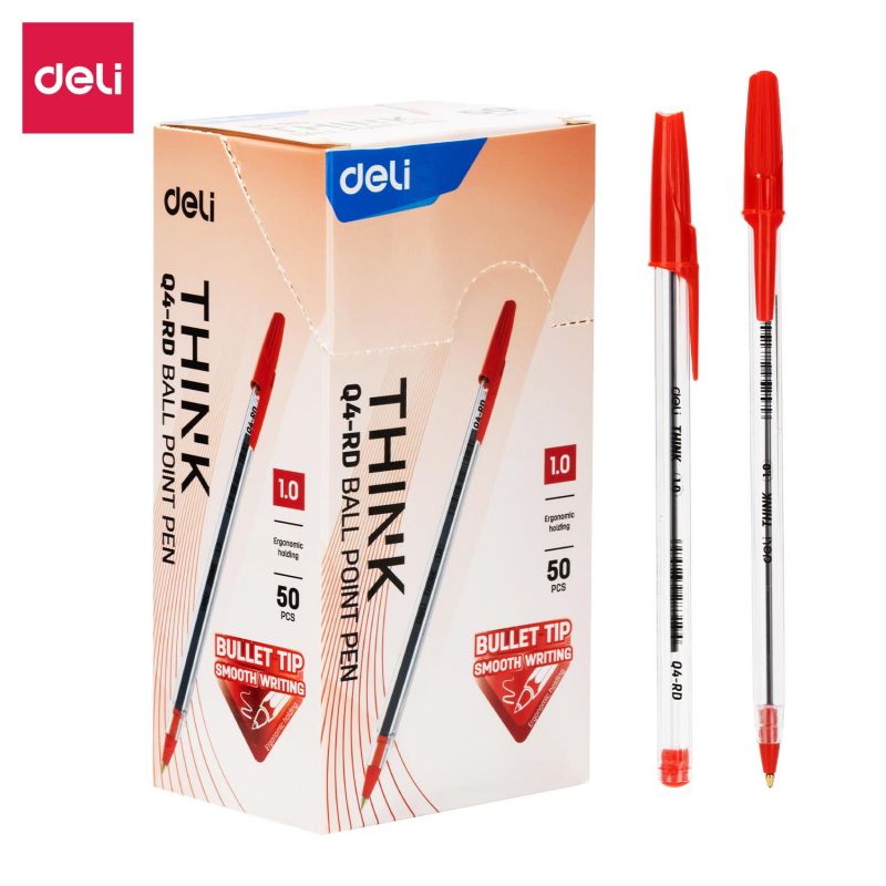 Pen - Ballpoint - Bullet Tip 1.0mm (1pc) - Red - Deli