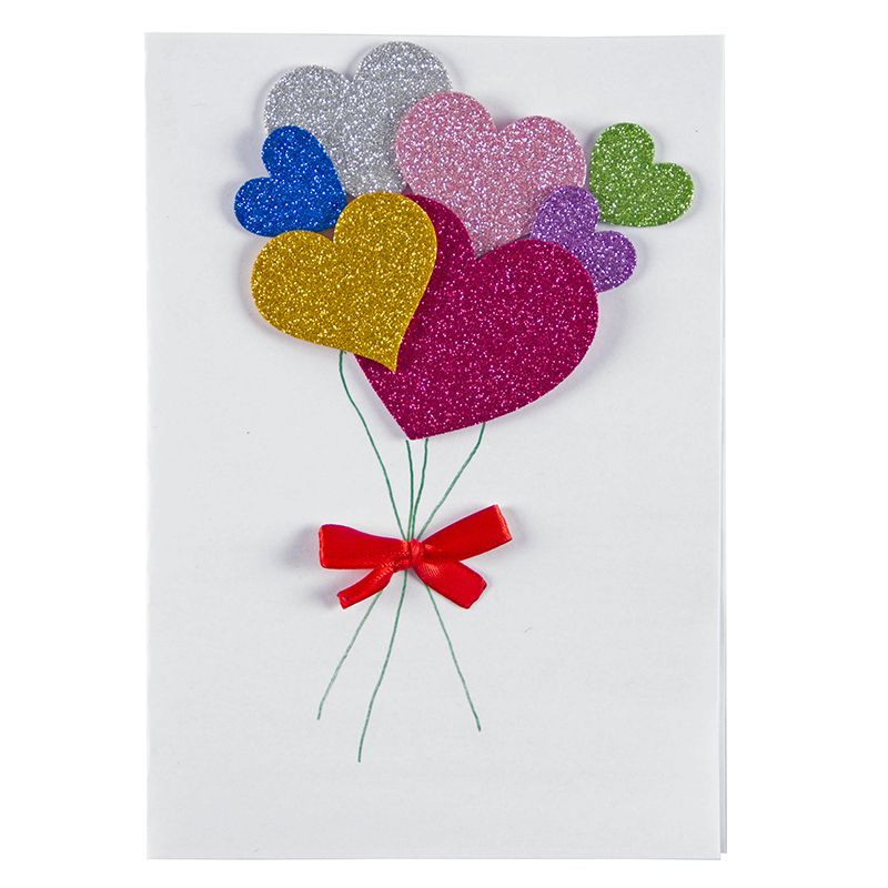 Valentines Kit 6 - DIY Glitter Heart Card (Pack of 10)