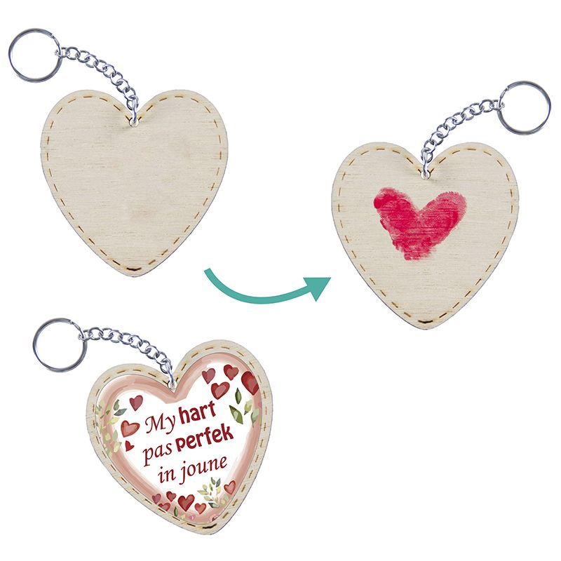 Valentines Kit 2 - Wooden Heart Keyring (Pack of 10) - Afrikaans