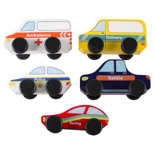 Wooden Coloured Car Set (5pc) - Small