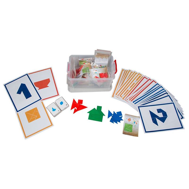 Tangram Class Set - Gr 1to3 (28 Plastic Tangram Sets, 60 A4 Cards, Small Cards)