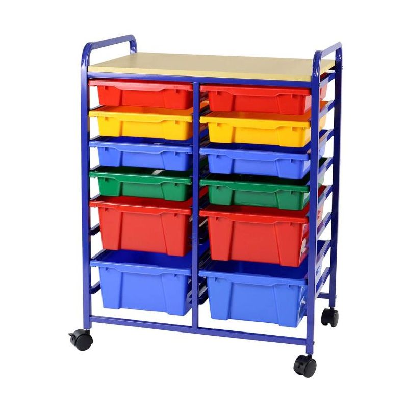 Storage Rack Bin Organizer - Steel Frame - 12 Drawers