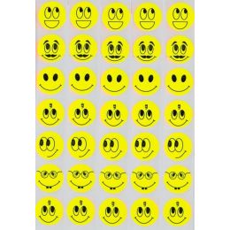 Stickers Smiley Faces (72pc) - Yellow