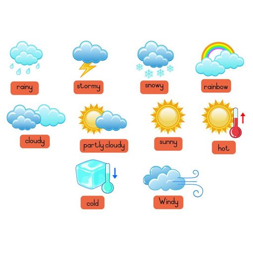 Felt Theme - Weather Symbol - Pictures (10pc) - Captions (10pc) -  (A2 - board not included)