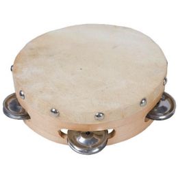 Tambourine wood (15cm) 4 Bells - With Head
