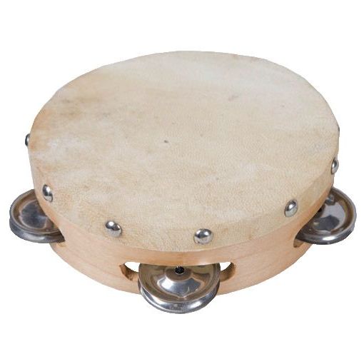 Tambourine wood (15cm) 4 Bells - With Head