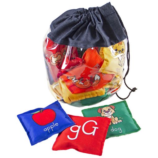 Bean Bags (11cm) - Printed Alphabet Phonic Pictures with Words D/S (26pc) in Bag