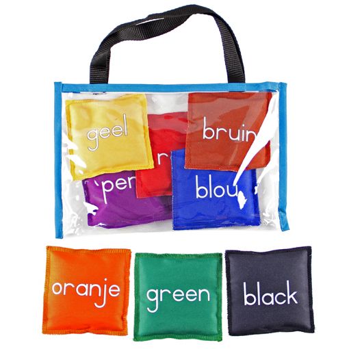 Bean Bags (11cm) - Printed Colours English/Afrikaans D/S (8pc) in PVC bag