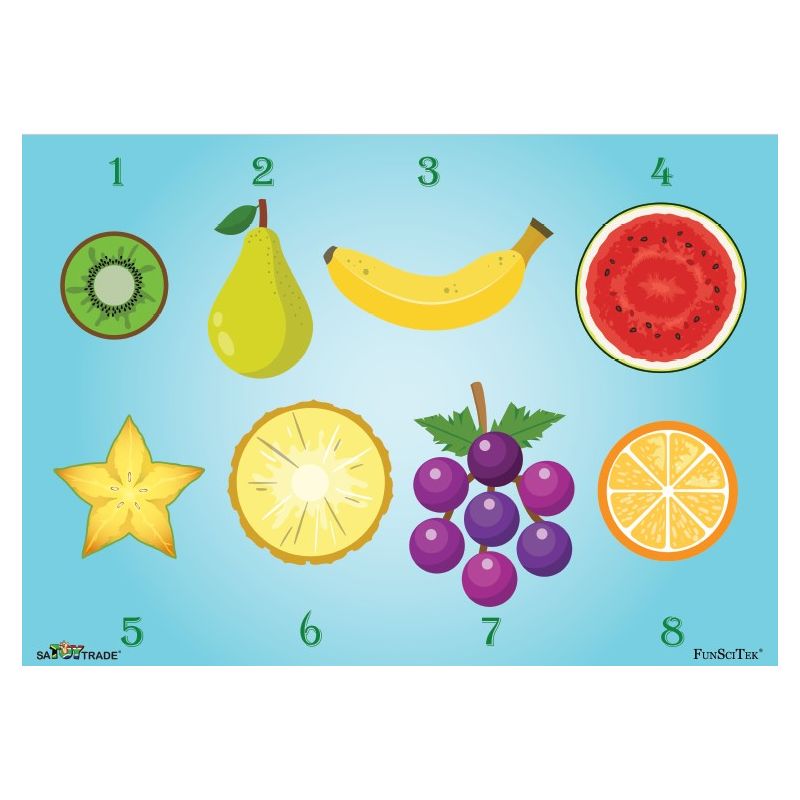 Fraction Fruits - A3 Wood insert puzzle (8 Fractions)