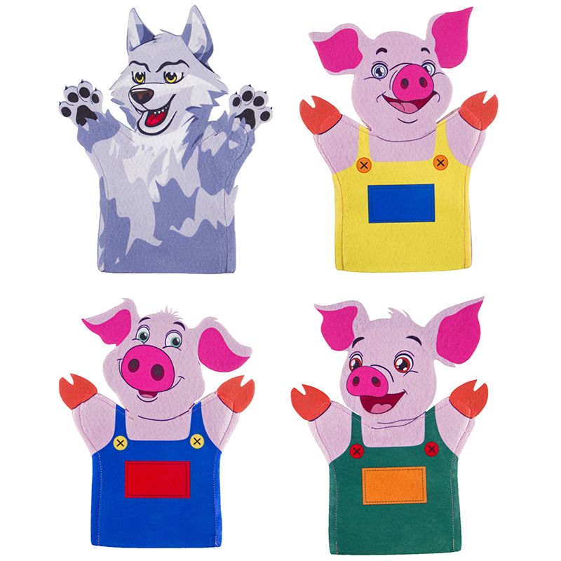 Hand Puppet Glove - Printed - 3 Little Pigs (4pc)