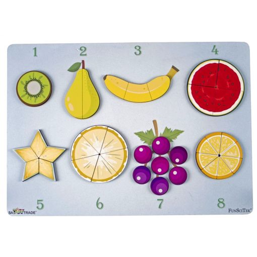 Fraction Fruits - A3 Wood insert puzzle (8 Fractions)