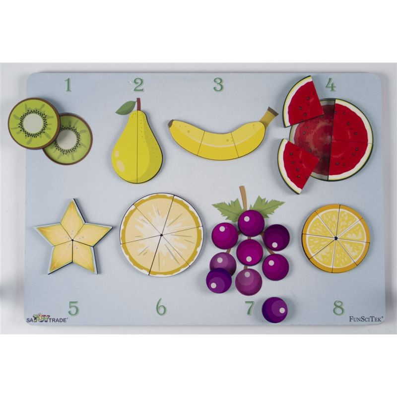 Fraction Fruits - A3 Wood insert puzzle (8 Fractions)