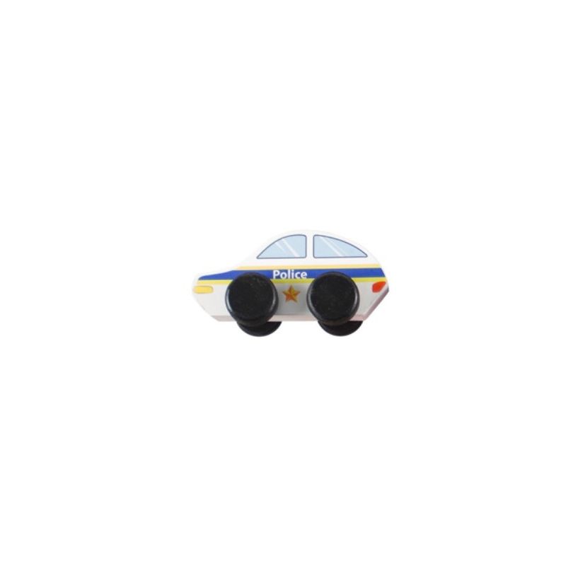 Wooden Coloured Car - Police - Medium