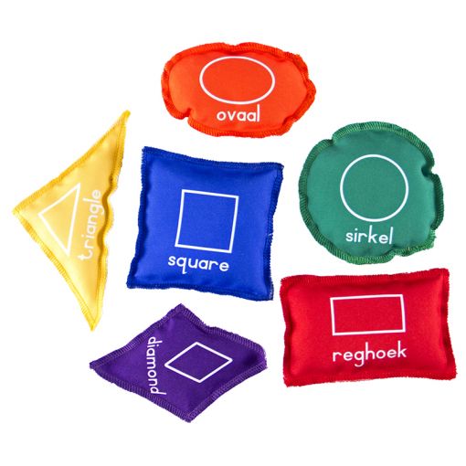 Bean Bags (11cm) - Printed Shapes English/Afrikaans D/S (6pc) in PVC bag