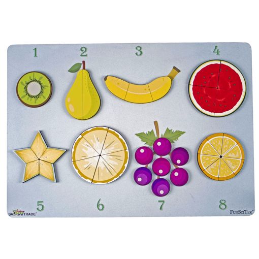 Fraction Fruits - A3 Wood insert puzzle (8 Fractions)