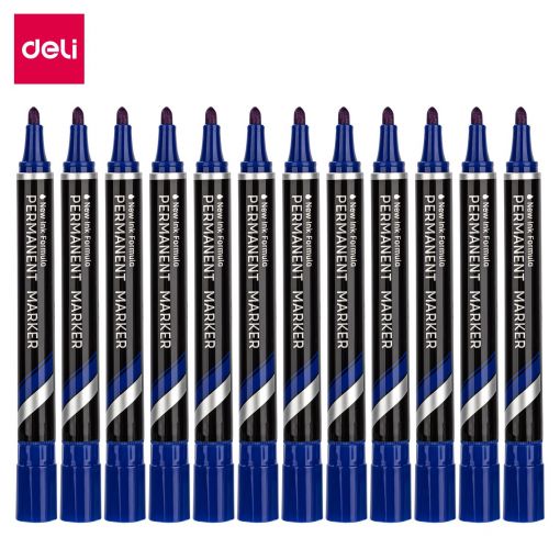 Permanent Marker - Bullet Tip 1.5mm (12pc) - Blue - Deli