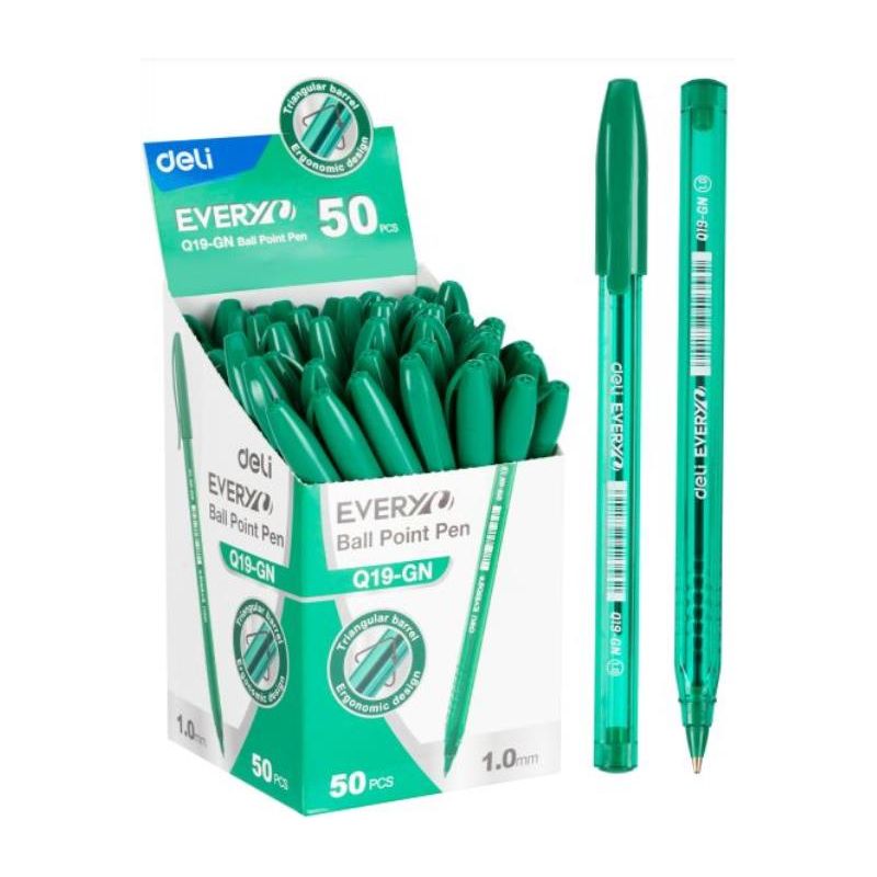 Pen - Ballpoint - Green - Tip 1.0mm (50pc) - Every - Deli