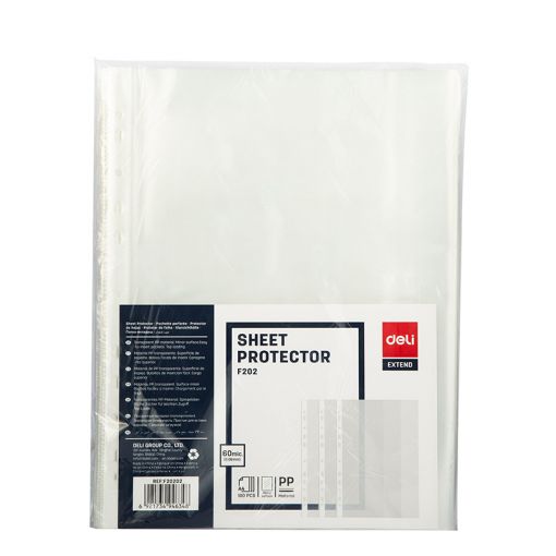 Filing Pocket - A4 (60mic) Sheet Protector (20pc) Foolscap - Deli