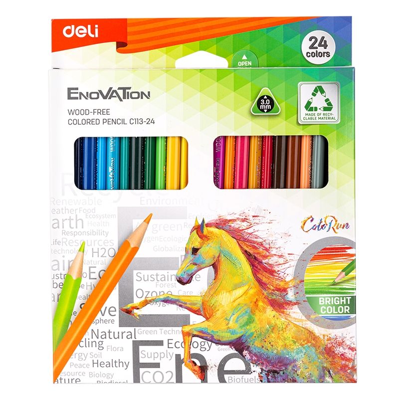 Colour Pencils - Triangular 3mm (24pc) - Enovation - Deli
