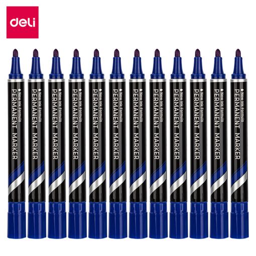 Permanent Marker - Bullet Tip 1.5mm (12pc) - Blue - Deli
