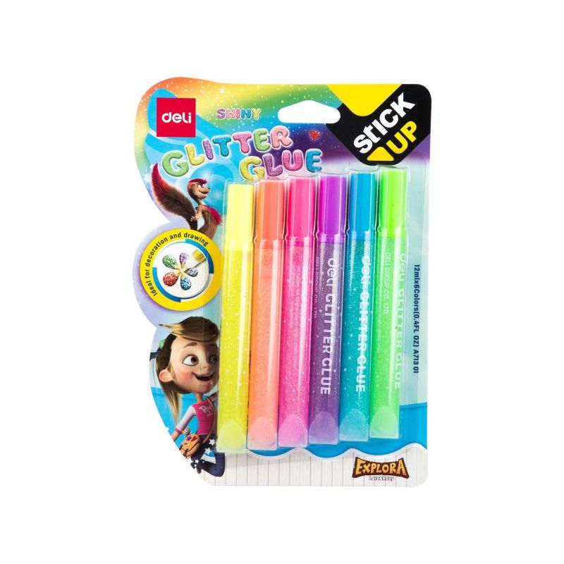 Glue - Glitter Glue (12ml) 6 Colours Neon - Deli
