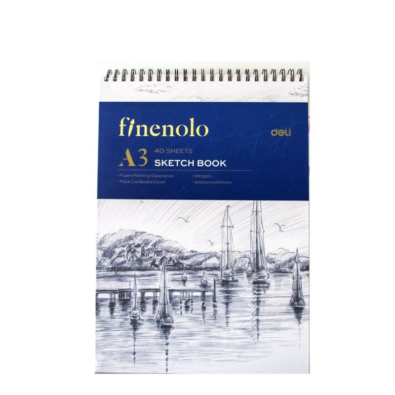 Sketch Book Finenolo - A3 Acid Free 160gsm 40 Sheets Top Binding - Deli