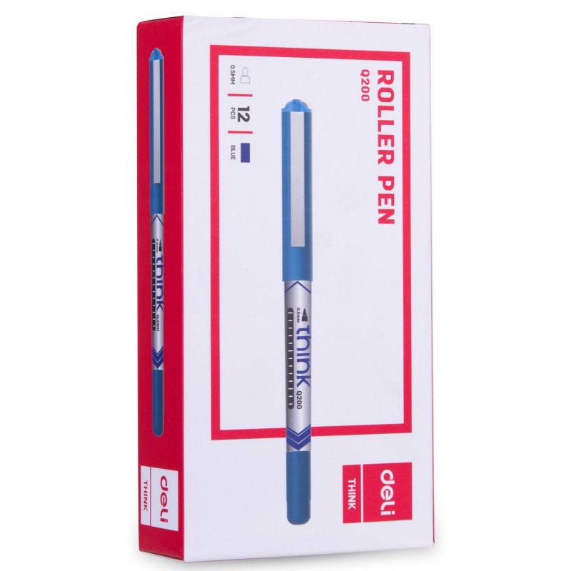 Pen - Rollerball - Blue - Tip 0.5mm (12pc) - Think  - Deli