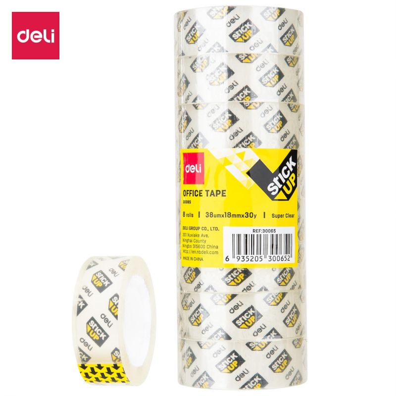 Tape - Office Clear (27mx18mmx38µm) 8pc - Transparent - Deli