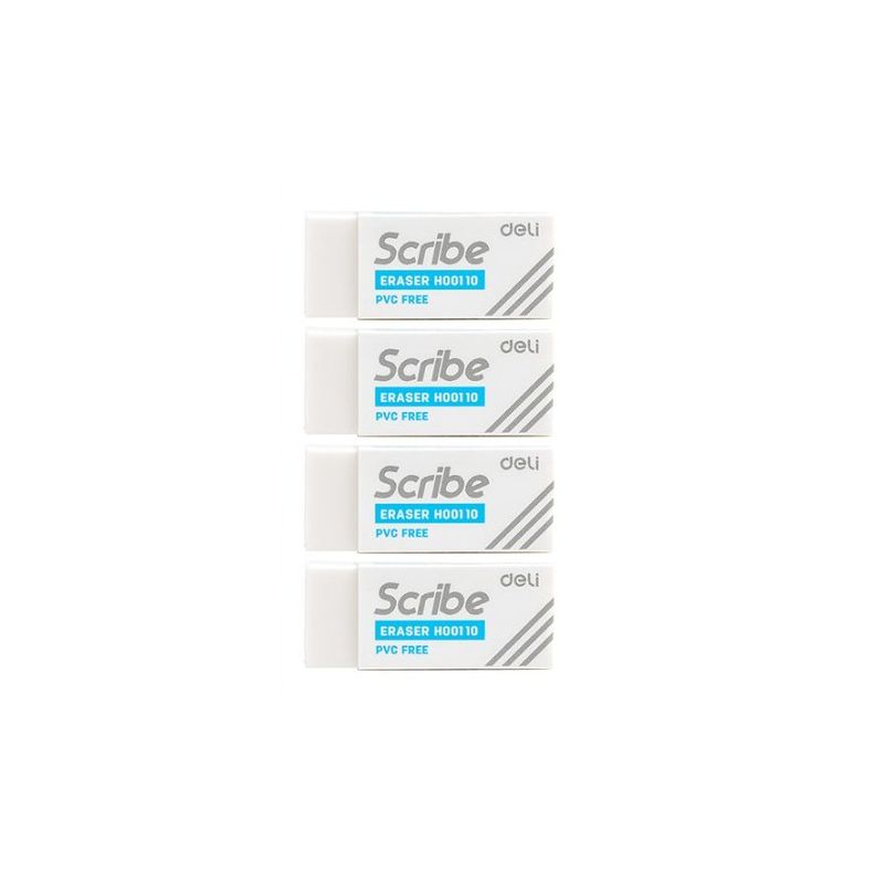 Eraser - 40x17x12mm (4pc) - White - Deli
