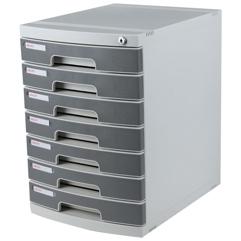 File Cabinet Front Lock 7 Drawers 395x302x432mm Light Grey - Deli