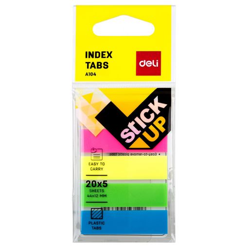 Index Tabs 44x12mm PP (Pink Orange Yellow Green Blue) - Deli