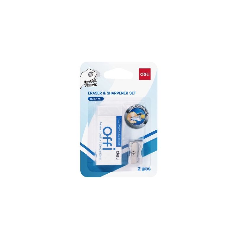 Eraser - 60x24x12mm & Sharpener 12mm, 1hole