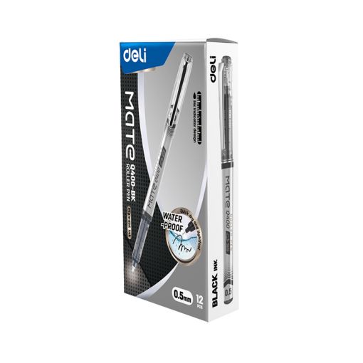 Pen - Gel - Black - Tip 0.5mm (1pc) - Mate Roller  - Deli