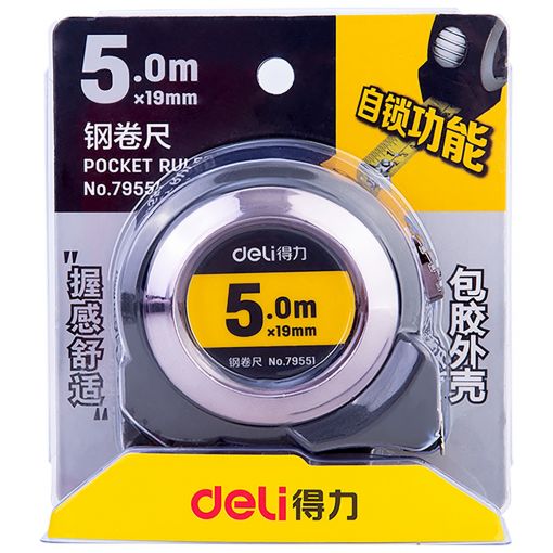 Steel Measure Tape 5mx19mm Grey - Deli