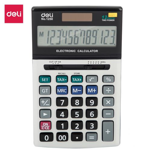 Calculator 12 Digits With Tax Rate Metal 18L x 10.7B x 2.8H cm Silver  - Deli