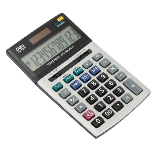 Calculator 12 Digits With Tax Rate Metal 18L x 10.7B x 2.8H cm Silver  - Deli