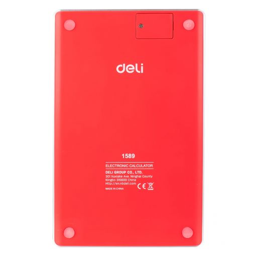 Calculator Plastic.12 Digits Dual Power 165.3x103.2x14.7mm Red - Deli