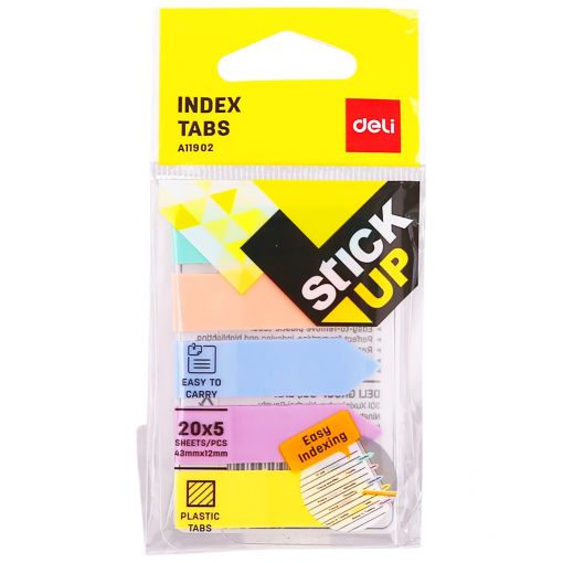 Index Tabs 43x12mm PP Tab Arrow Red acqua blue blue purpleyellow - Deli