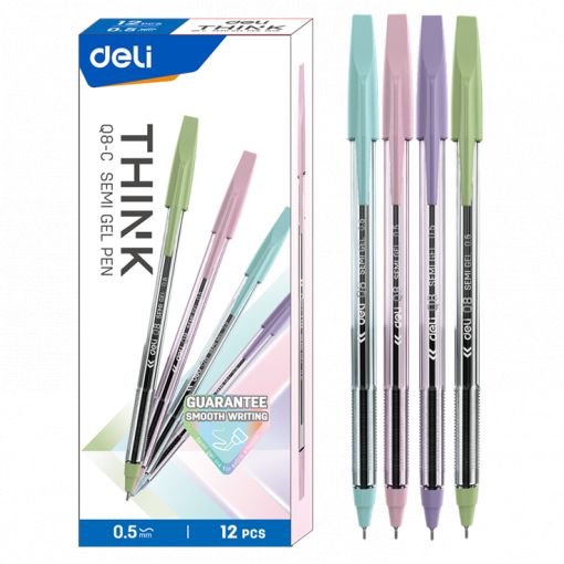 Pen - Semi Gel - Blue - Tip 0.7mm (1pc) - Think Coloured Barrel - Deli