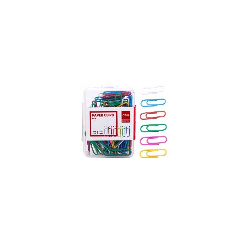 Paper Clips Coloured 29mm Hangpack 100pcs - Deli
