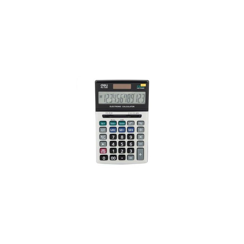 Calculator 12 Digits With Tax Rate Metal 18L x 10.7B x 2.8H cm Silver - Deli