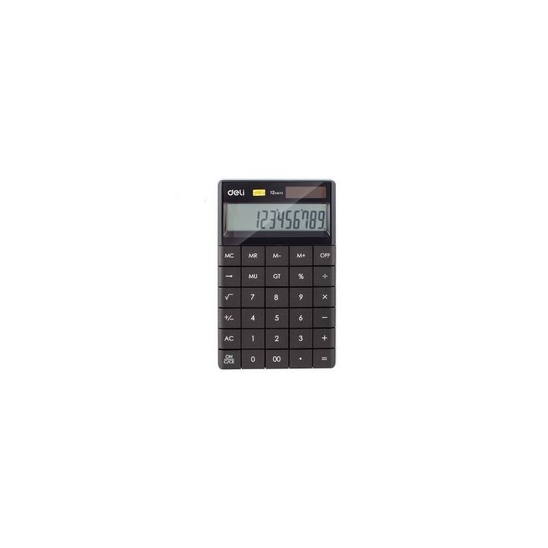 Calculator 12 Digits Dual Power 165.3x103.2x14.7mm Black - Deli