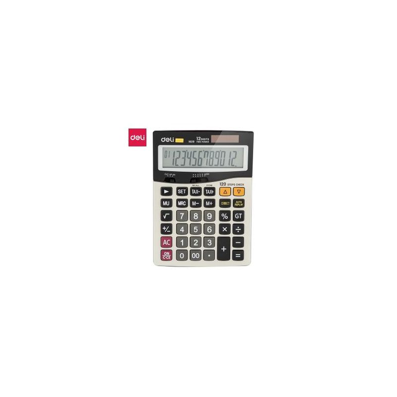 Metal Business Calculator 12 Digits 120 Steps Dual Power - Deli