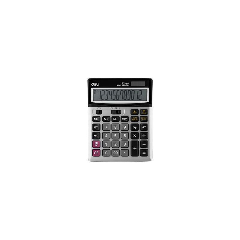 Metal Desktop Calculator 12 Digits 120 Steps Dual Power 3Y Guarantee - Deli