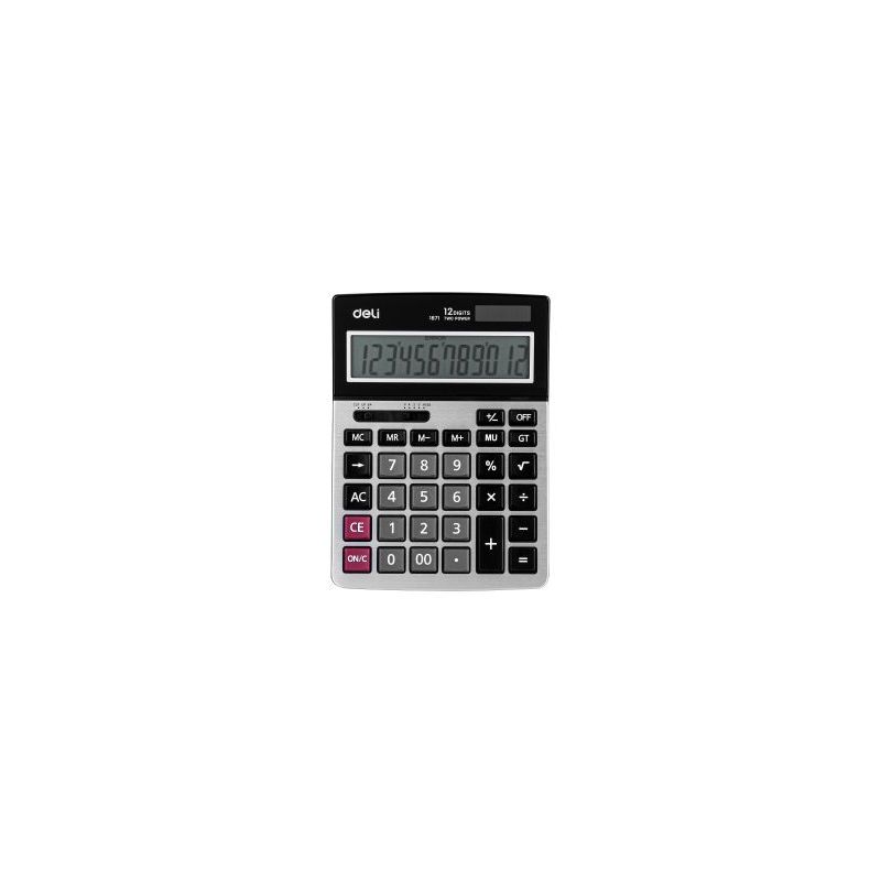 Calculator Metal 12 Digits 185x135x37.5mm Silver - Deli
