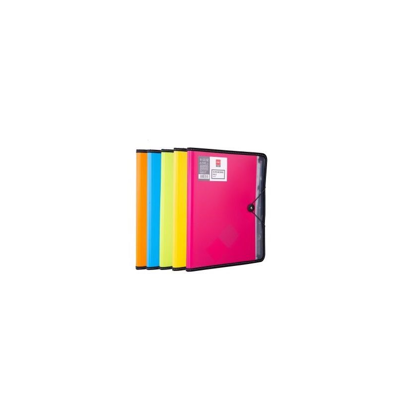 Expanding File A4 PP 7 Partition Elastic Cover RedGreenWhiteBlue - Deli