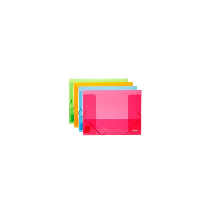 3-Flap Elastic Folder - Translucent Blue red orange green A4 - Deli