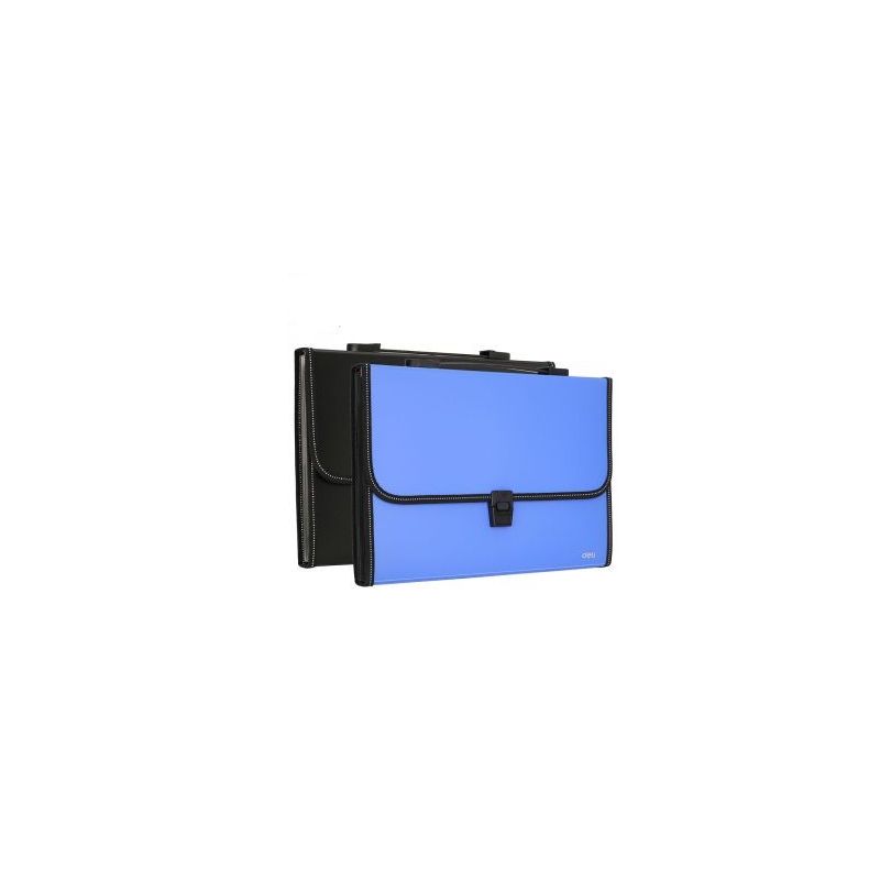 Expanding File A4 PP 13 Partition Push-Lock With Handle Blue/Black - Deli