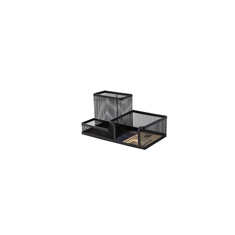 Mesh Desk Organizer 215x75x53mm - 3 Compartments - Black - Deli