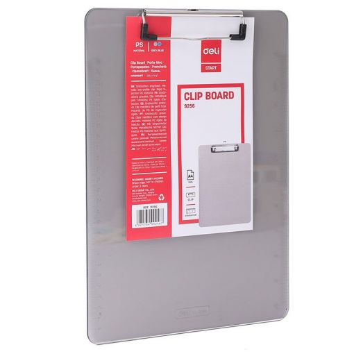 ClipBoard  TRANSPARENT Stainless Clip A4 Blue or Grey - Deli